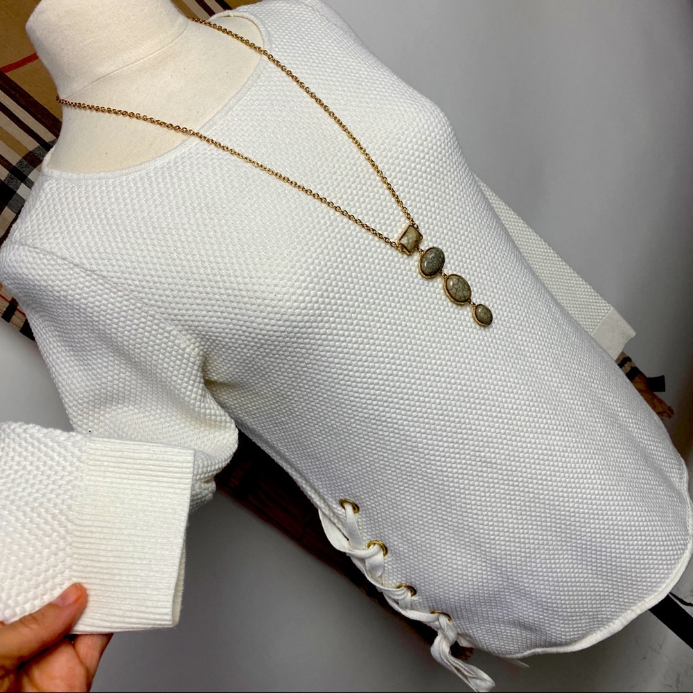 🌼Michael Kors cream gold long sleeve lace up L